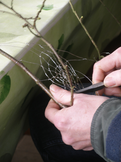 Weaving wire webs in Salcey Forest