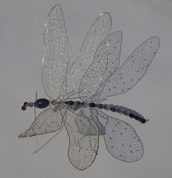Dragonfly - sterling silver and fluorite