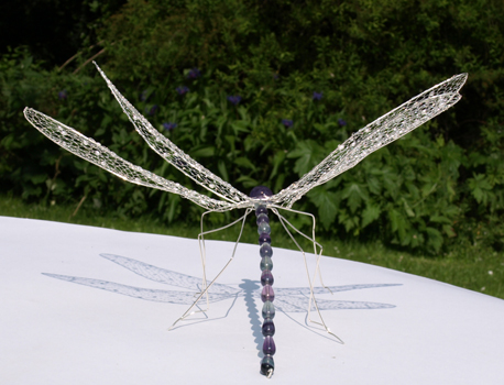 Dragonfly - sterling silver and fluorite